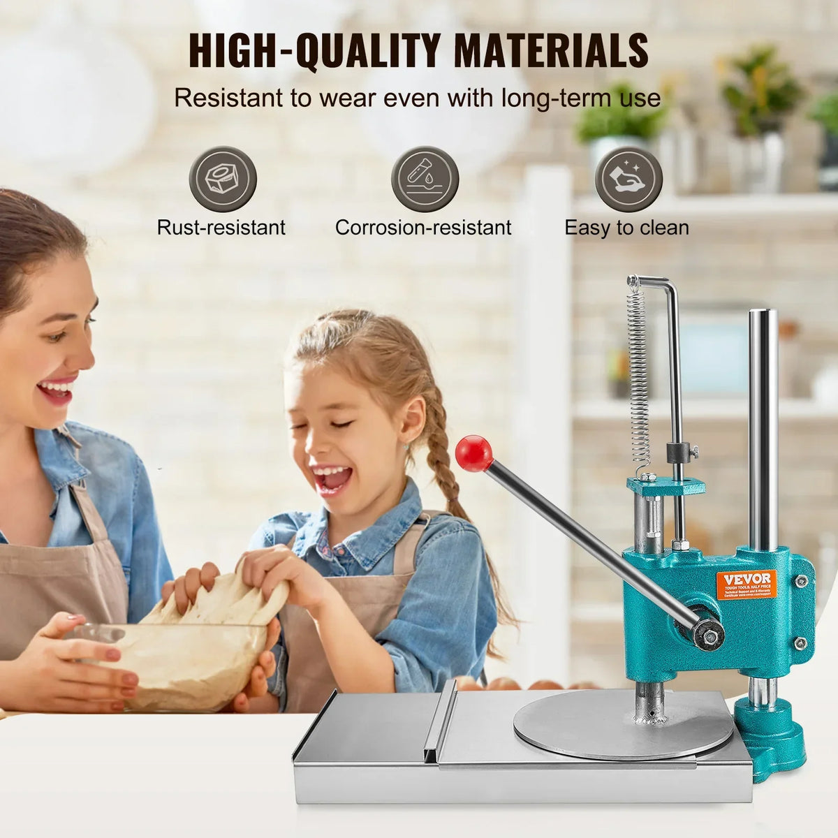 9.5" Manual Pizza Dough Press, Stainless Steel Chapati Maker & Pastry Presser for Home/Commercial, 24cm Sheet Pizza Tool