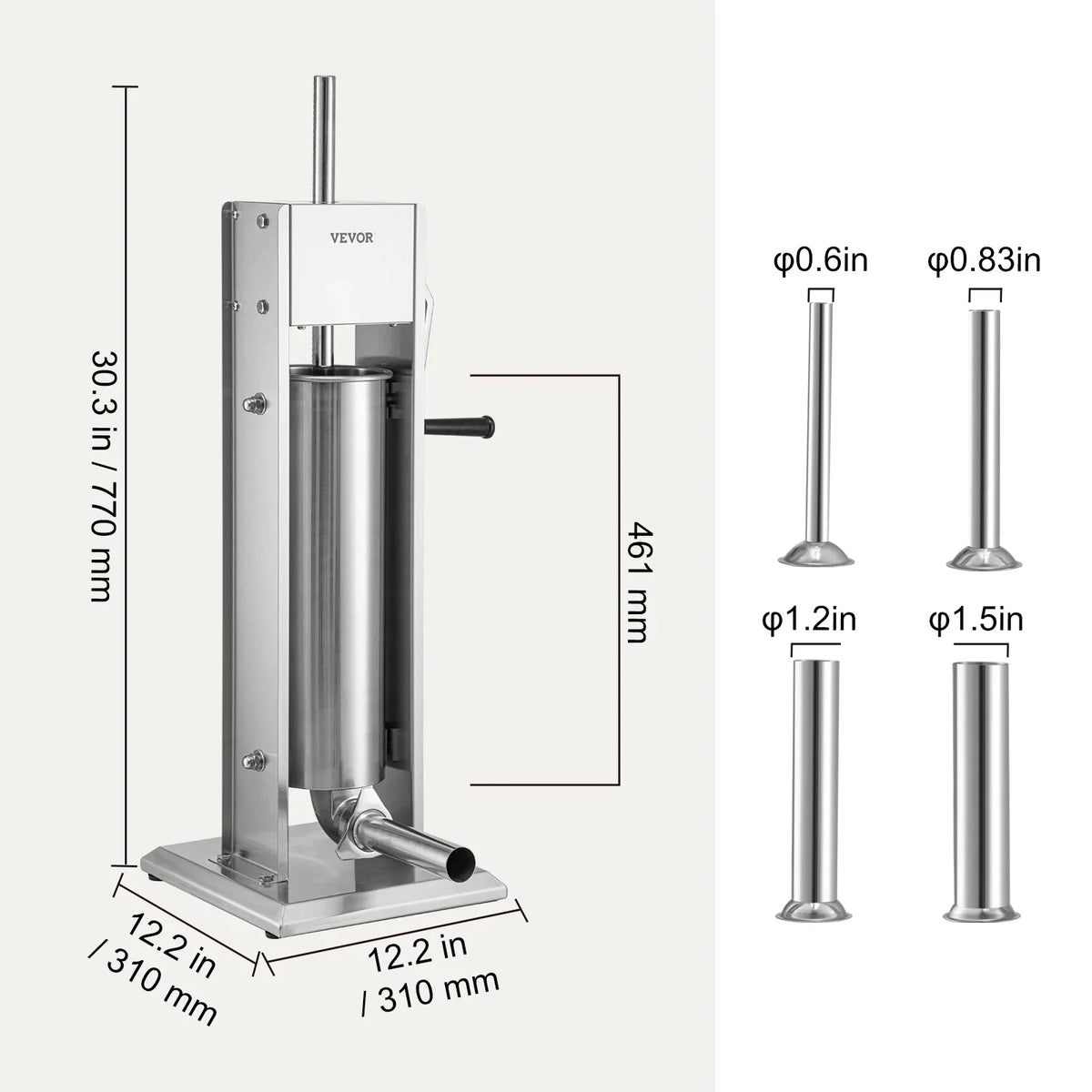 Manual Sausage Stuffer  3 5 7 L Stainless Steel Making Sausage Vertical Maker with 5 Filling Funnels for Home Commercia