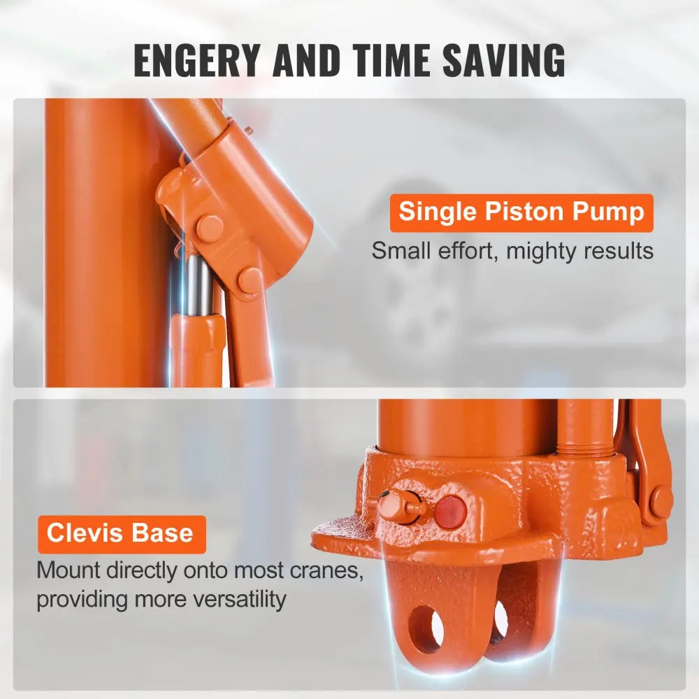 Hydraulic Long Ram Jack 8 Ton Engine Hoist Cylinder with Single Piston Pump And Clevis Base  Hydraulic Ram Cylinder