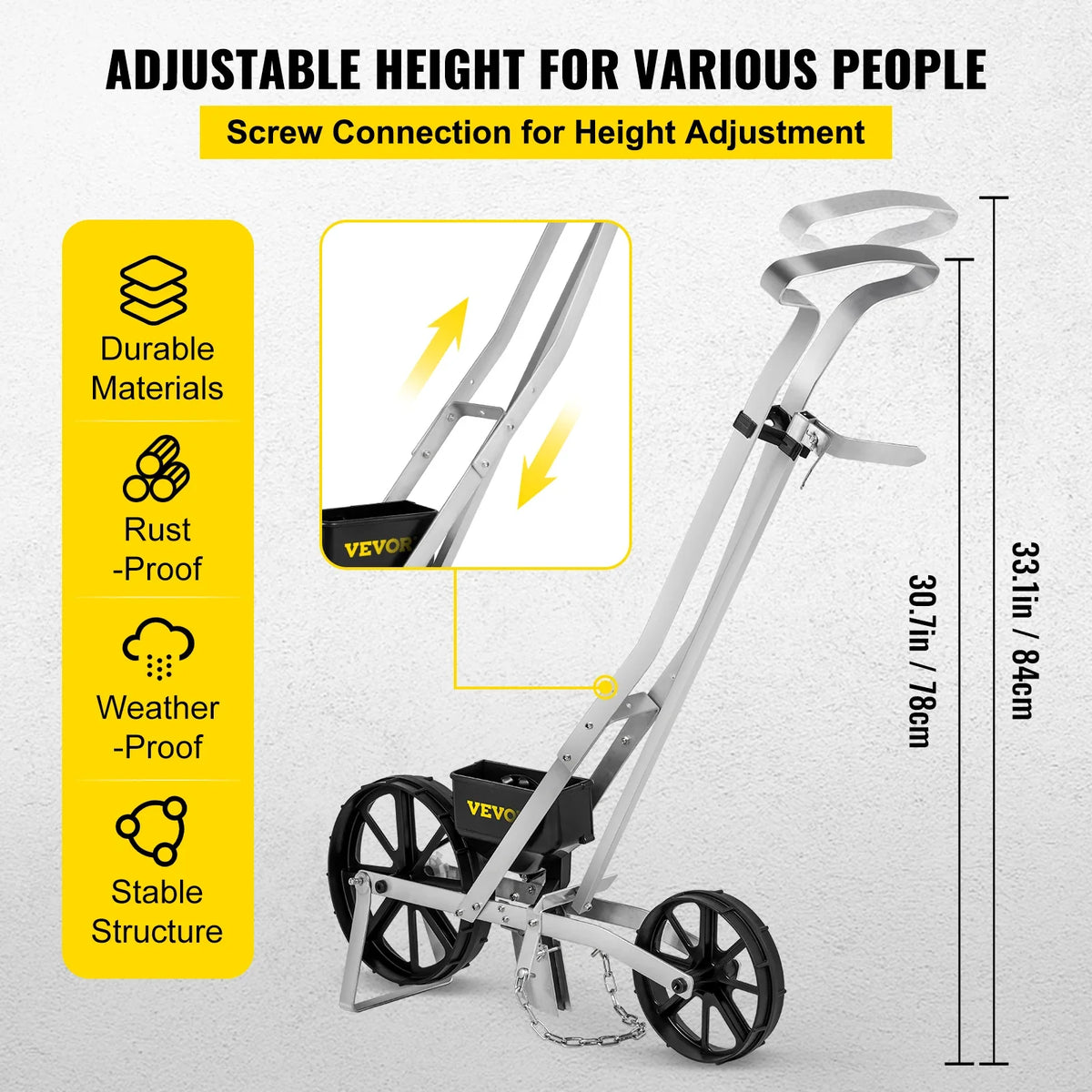 Garden Seeder Walk-Behind Garden Push Seeder Manual Row Crop Planter Garden Lawn Spreader for Sowing Seed for Various Seed