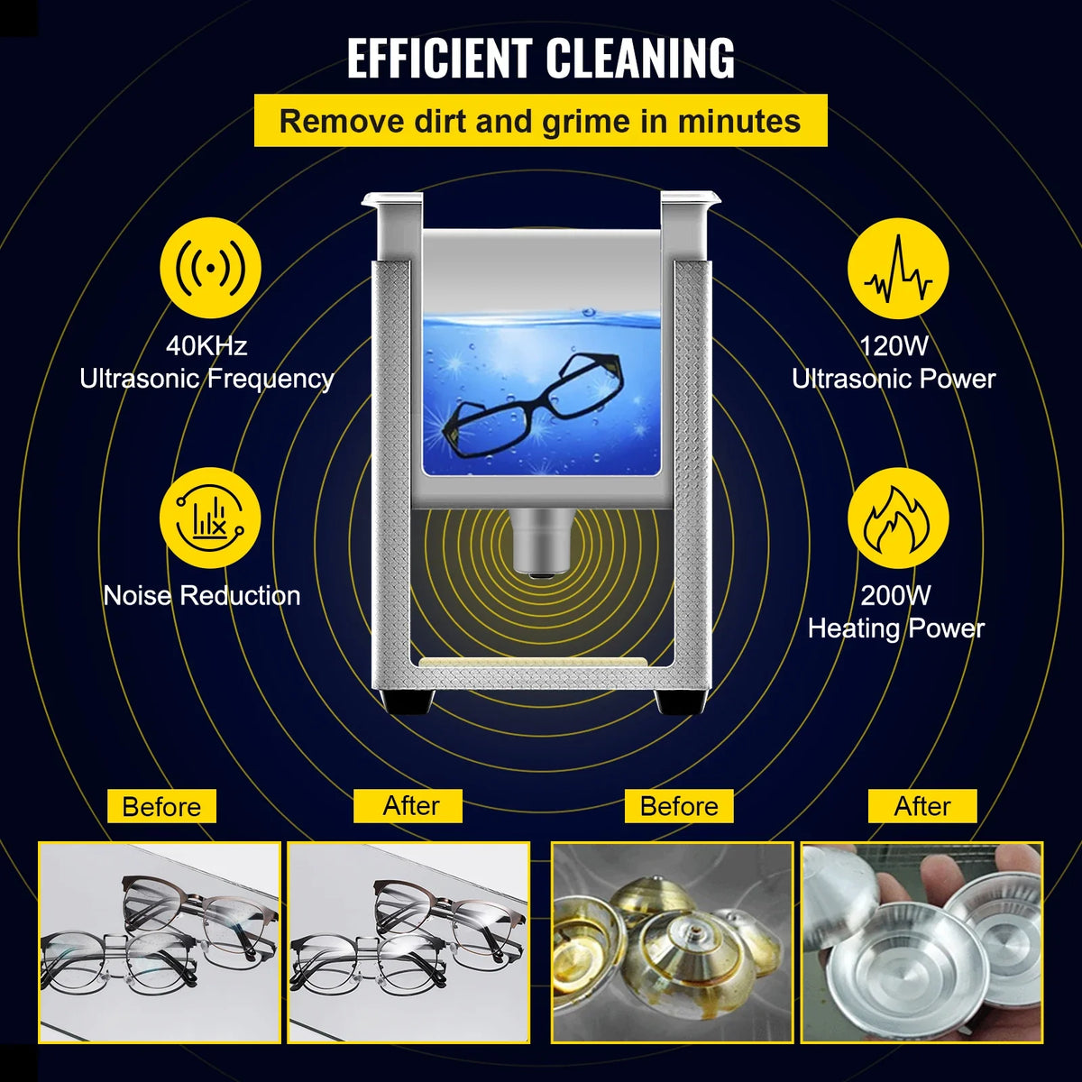 3L Upgraded Ultrasonic Cleaner (200W Heater,120W Ultrasonic) Professional Digital Lab Ultrasonic Cleaner w/ Heater Timer