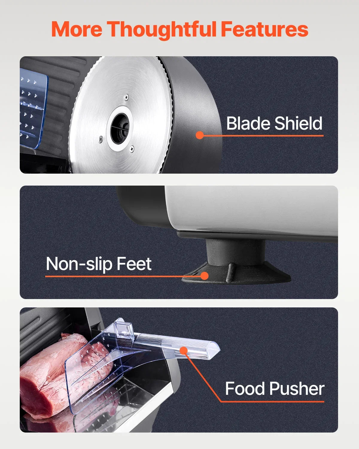 Meat Slicer, 7.5in Electric Deli Food Slicer, 180W Meat Cutter w/ two Premium SUS420 Blades, 0-0.6 in Adjustable Thickness