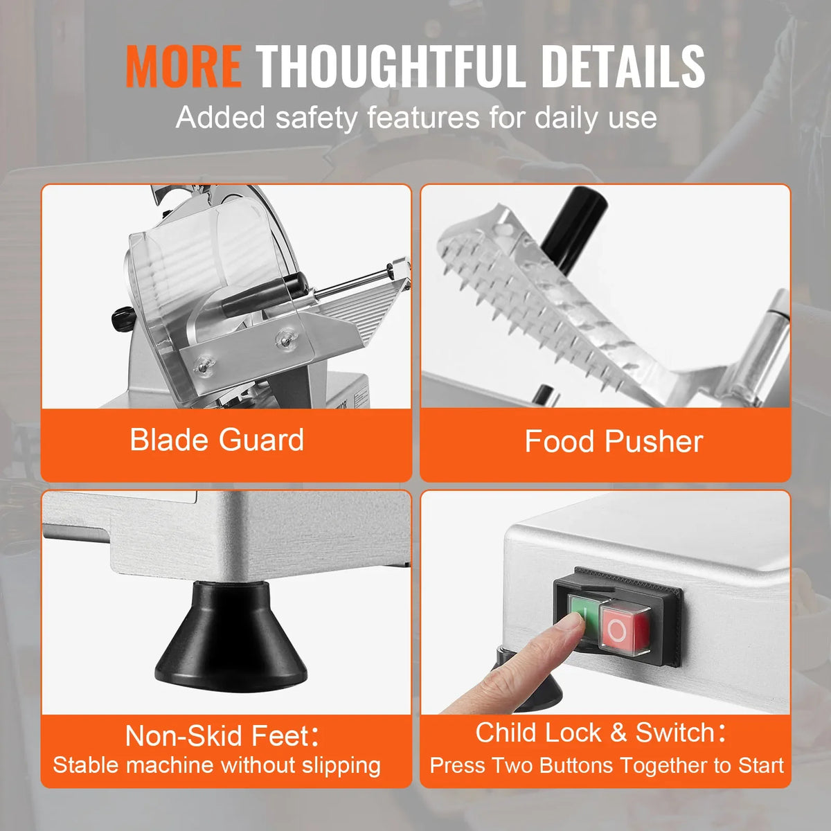 Meat Slicer, 340W Electric Deli Food Slicer with 10" SUS420 Stainless Steel Blade and Built-in Sharpening Stone,0-0.6 inch