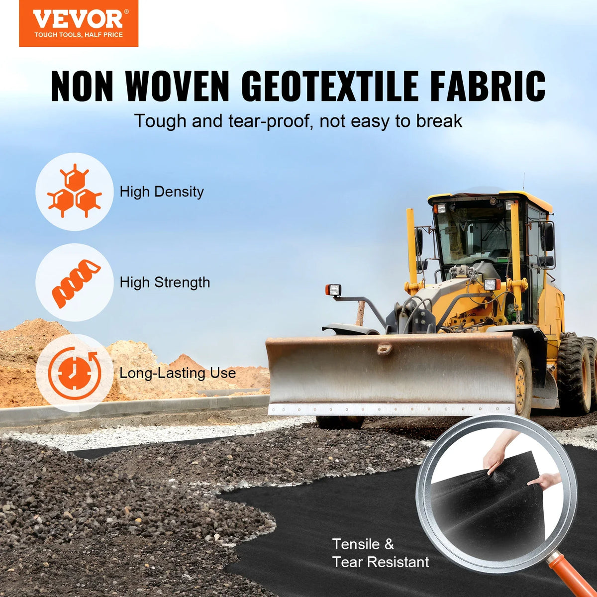 Non Woven Geotextile Fabric Under Gravel, 6x100FT 8OZ Driveway Fabric Landscape Fabric, Heavy Duty Weed Barrier Fabric