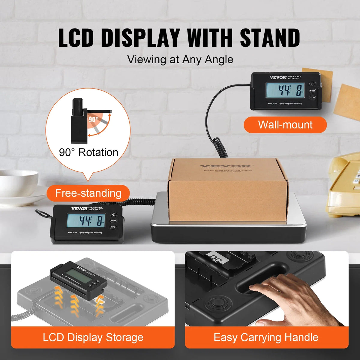 440lbs Digital Shipping Scale with Timer Tare Function HD LCD Screen Portable Package Postal Scale for Home Post Office