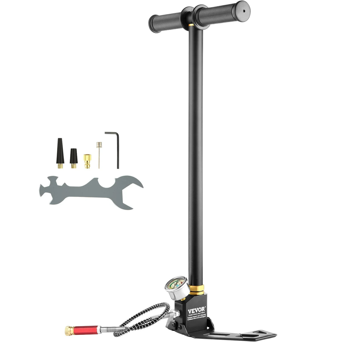 3 Stage PCP Pump 30MPa 4500PSI W/ Pressure Gauge Air Hand Stirrup Pump for Pistols, Rifles, Air Guns, Car Bicycle Hunting