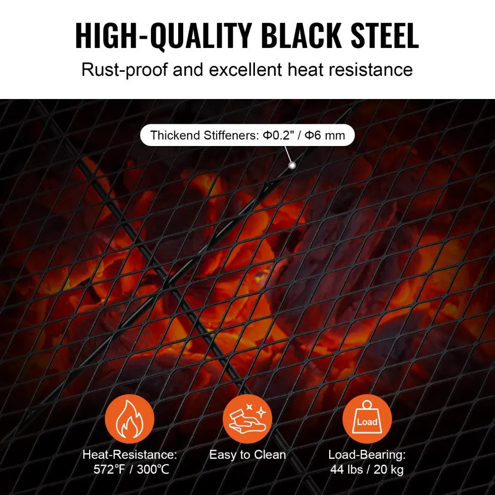 X-Marks Rectangle Fire Pit Grill Grate,Heavy Duty Steel Campfire BBQ Grill Grid,Portable Cookware for Outside Party