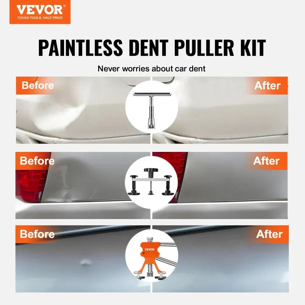 107 PCS Dent Removal Kit  Paintless Dent Repair Kit with Golden Lifter  Bridge Puller Slide Hammer T-bar Dent Puller