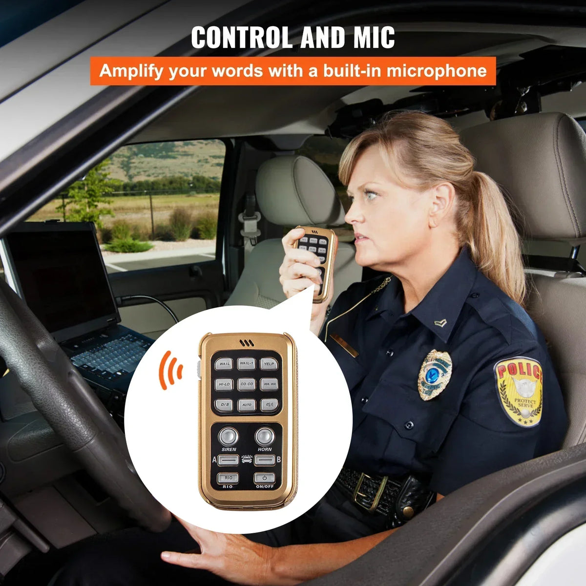 200W 8 Sound Loud Car Warning Police Fire Emergency Alarm Fire Siren 1 Horn PA Speaker MIC System Vehicle Siren Car Alarm