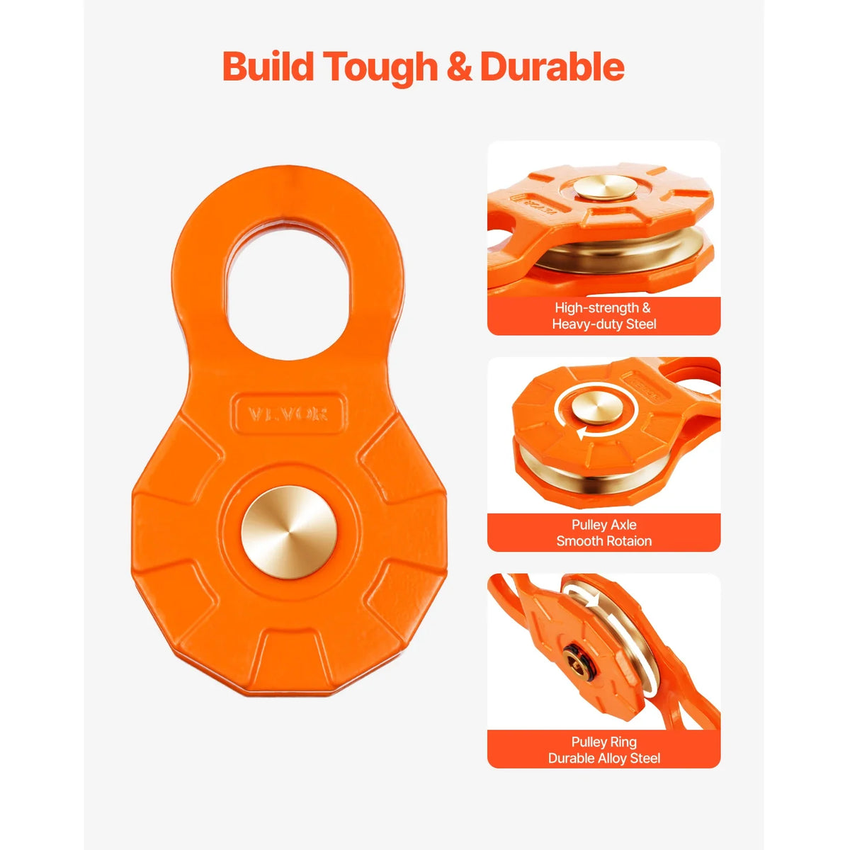 30T Single Swivel Rope Pulley Winch Snatch Block for 0.4" - 0.55" Rope Towing & Recovery on Truck Tractor ATV & UTV