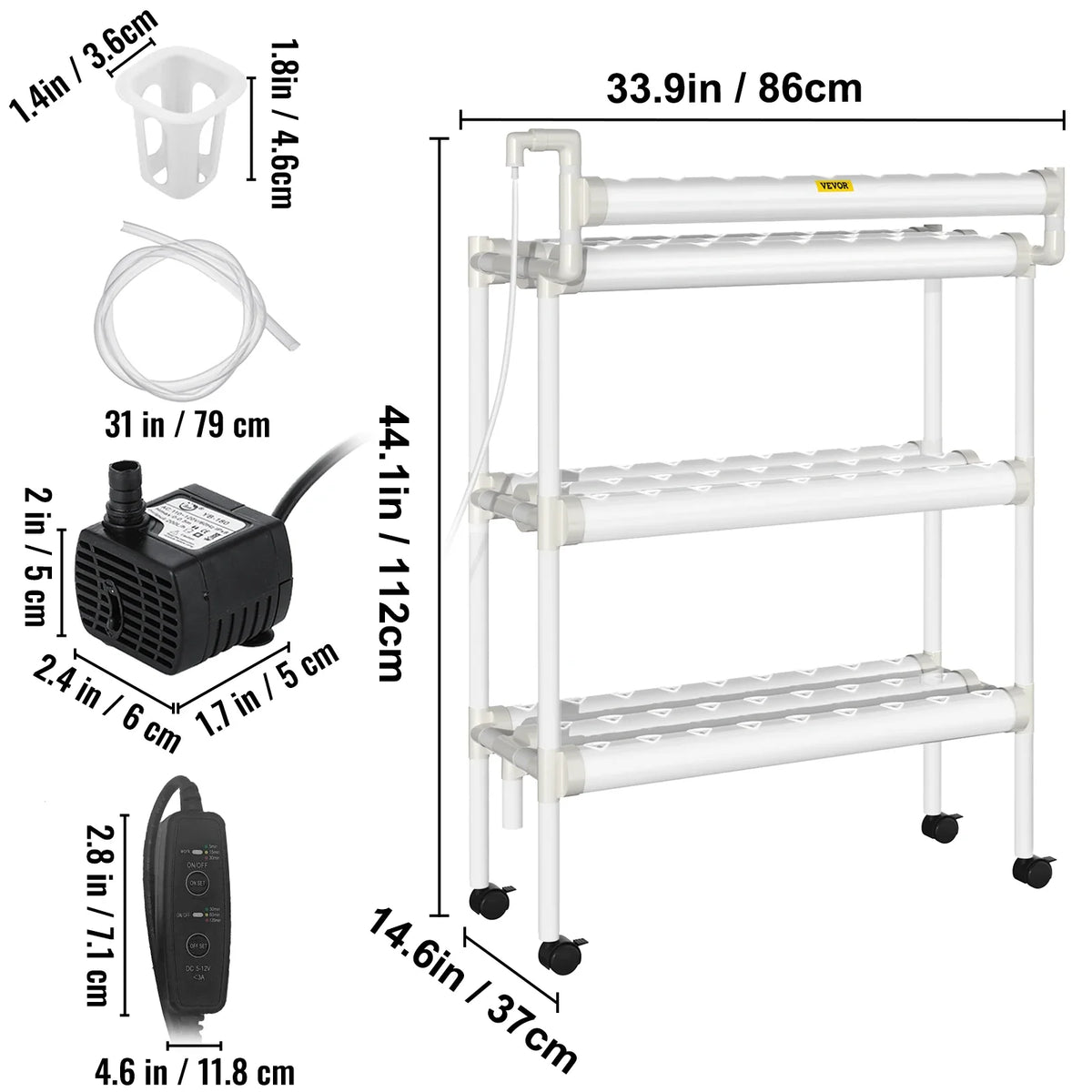 Hydroponic Grow Kit Hydroponics System 36/54/72/90/108 Sites 1/2/3/4 Layers 4/6/8/10/12 Pipes Vegetables Lawn & Garden