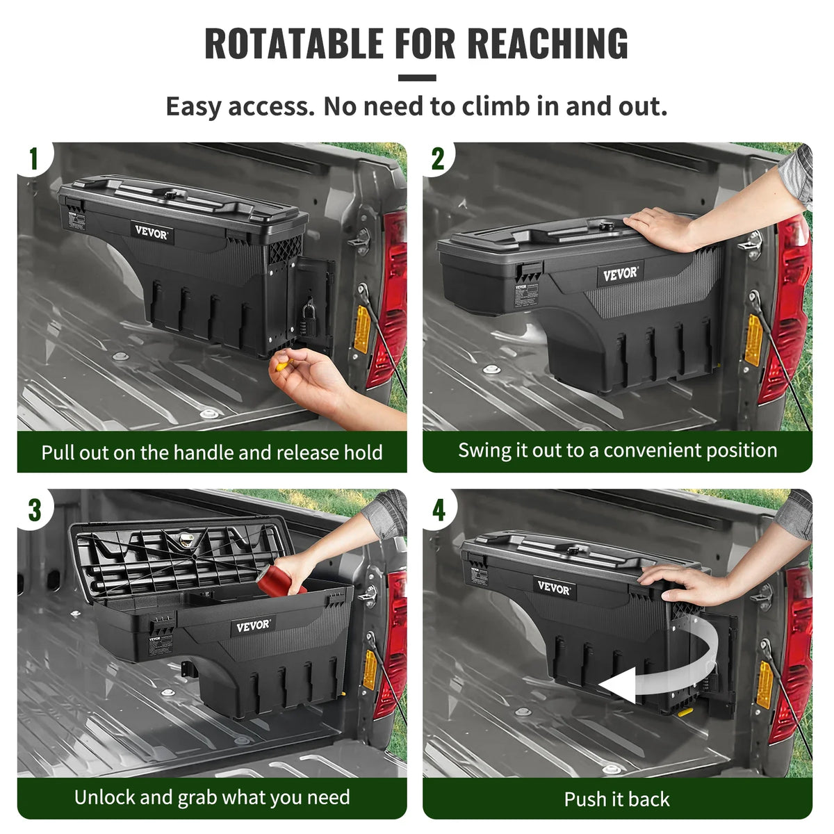Truck Bed Storage Box, Lockable Lid, Waterproof ABS Wheel Well Tool Box 6.6 Gal/20 L Compatible with Tundra 2007-2021