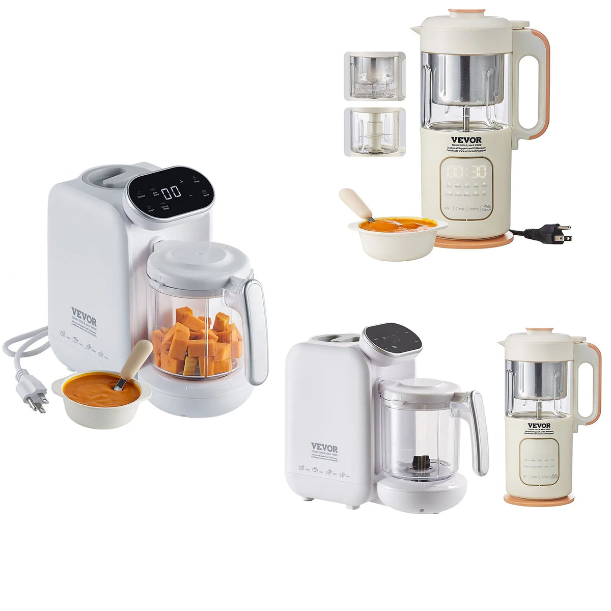 Baby Food Maker,430W Baby Food Processor with 750 ml Tritan Bowl,5 in 1 Baby Food Puree Blender Steamer Grinder for Food