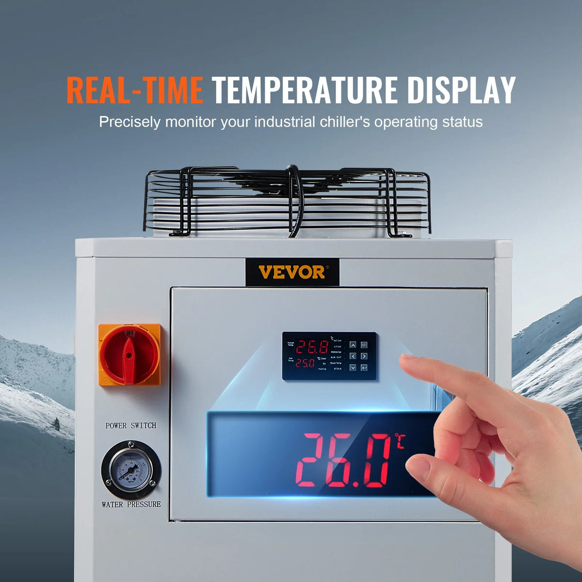 Industrial Water Chiller,CW6000,1500W Industrial Water Cooler Cooling System w/Compressor 15L Water Tank Capacity 65 L/min