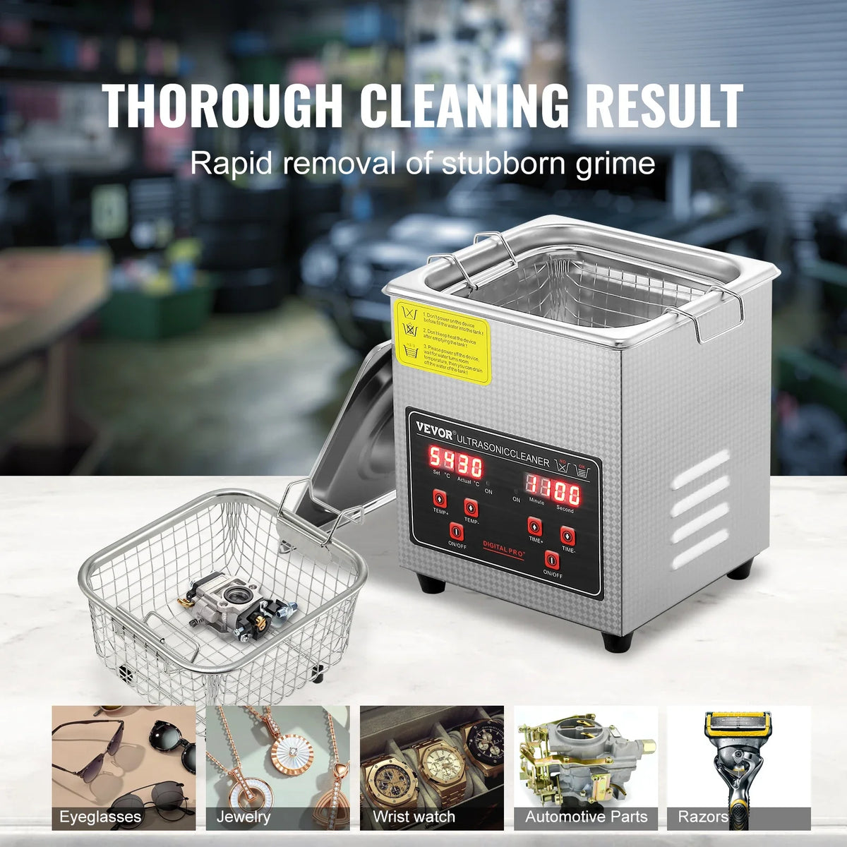 2L Ultrasonic Cleaner with Digital Timer & Heater, Ultra Sonic Jewelry Cleaner, Stainless Steel Heated Cleaning Machine