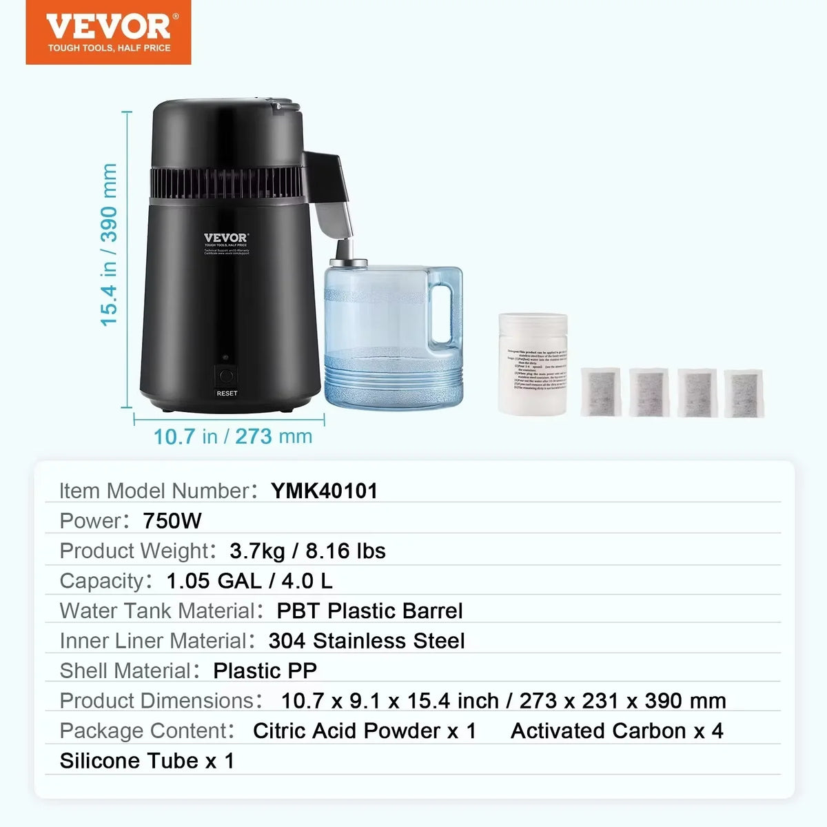 Water Distiller 4L Purifier Filter Dispenser Heating Drinking Bottle Softener 304 Stainless Steel Home Appliance for Offic