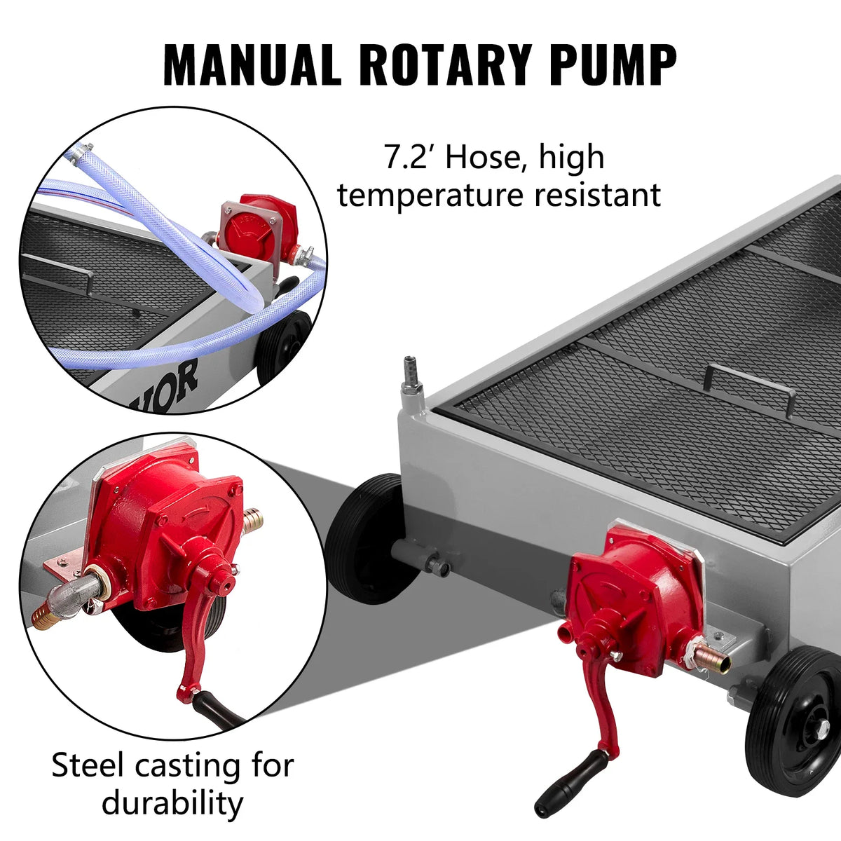 15 Gallon Oil Drain Tank 57L Low Profile Oil Drain Pan, Foldable Hand, with Pump, for Car SUV Trucks Oil Draining