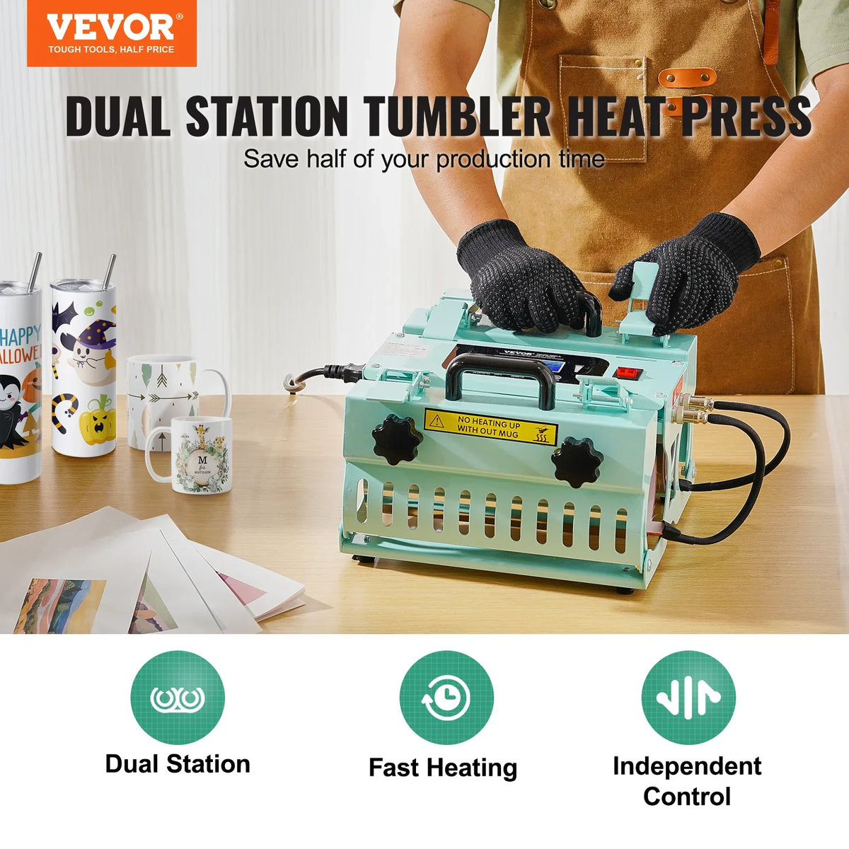 Tumbler Heat Press Machine 2 Station Heaters, 11-30oz Mug Press for Sublimation Tumblers, Cups,  Mugs