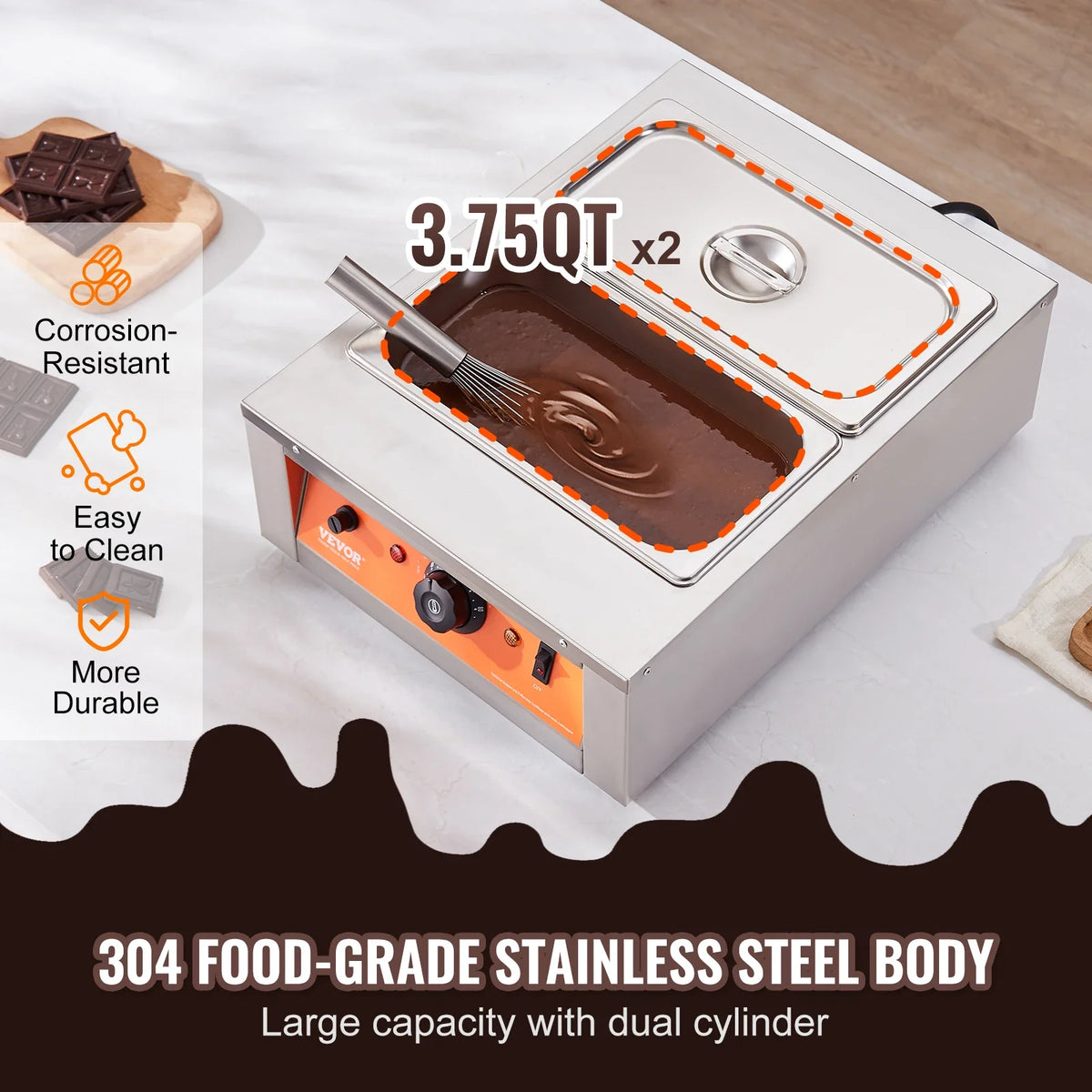 Chocolate Tempering Machine,Stainless Steel Electric Commercial Food Warmer For Chocolate/Milk/Cream Melting and Heating