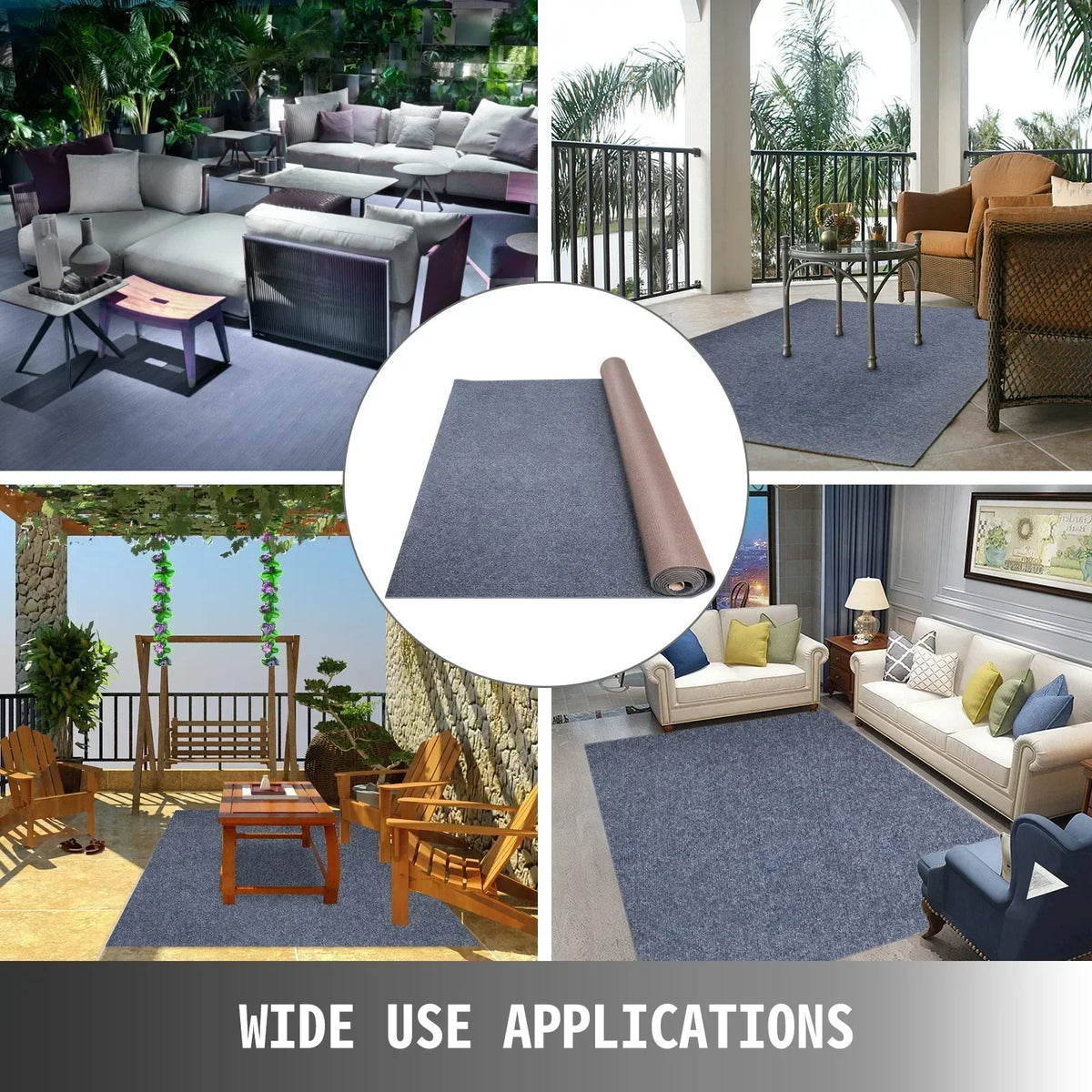 Boat Marine Carpet Roll 6ft Waterproof Polyester Outdoor Deck Carpet Cuttable Anti-Slide Patio Porch Garage Mat Rug Carpet