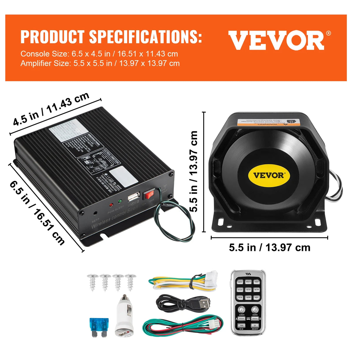 200W 18 Sound 12V Loud Car Warning Alarm Police Fire  Siren  PA Speaker MIC System for All Specific Vehicles