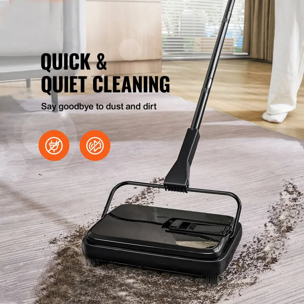 Carpet Sweeper 7.87 in Sweeping Paths, Floor Sweeper Manual Non Electric, 300 ml Dustbin Capacity with Comb