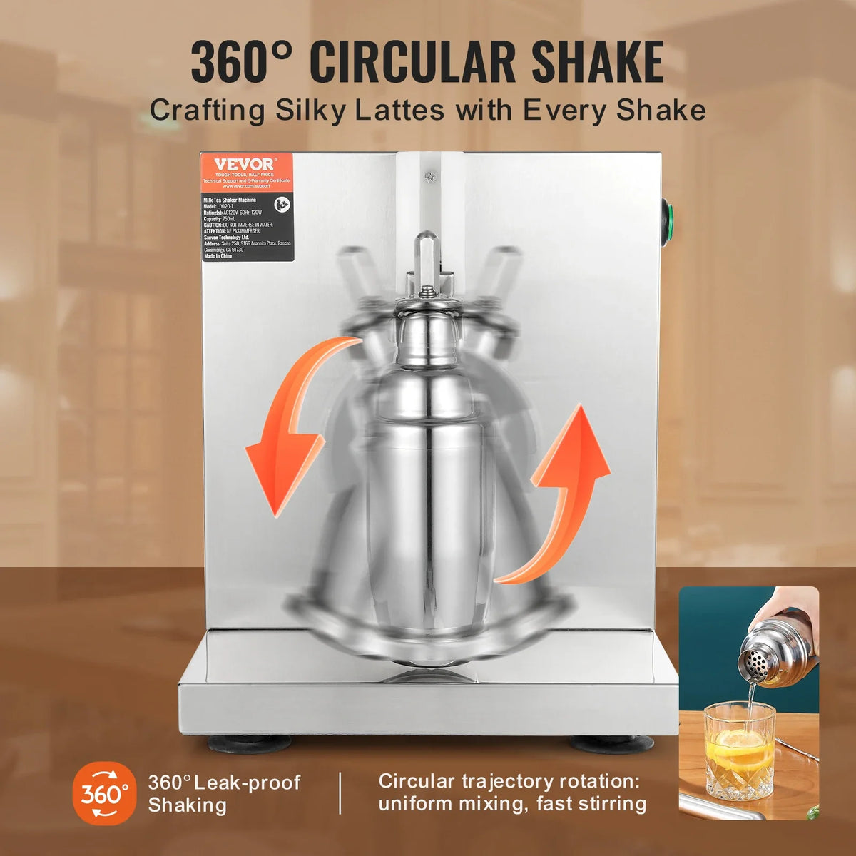Milkshake Maker Machine, 120W Commercial Milk Tea Shaker Machine, Single Head Milk Shake Mixer Machine, 0-180s Adjustable