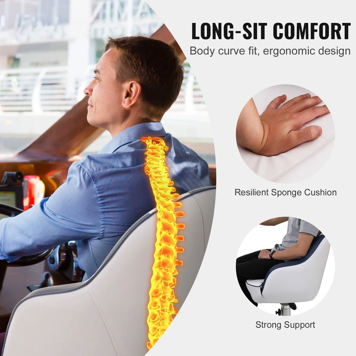 Pontoon Boat Seat with Thickened Sponge Padding for Fishing Boat Sightseeing Boat Speedboat Canoe 1-Piece