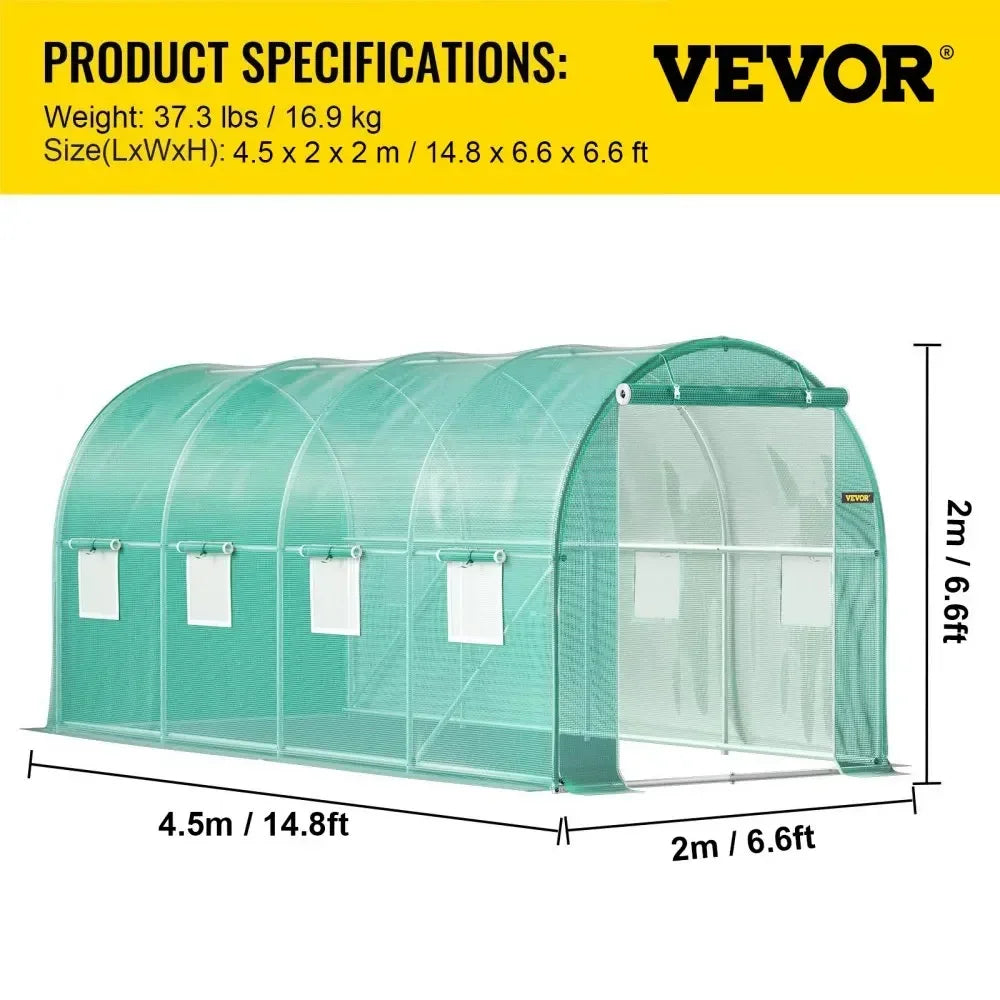 Walk-in Tunnel Greenhouse Galvanized Frame & Waterproof Cover 15x7x7/10x7x7/20x10x7/12x7x7 ft Greenhouses & Cold Frames