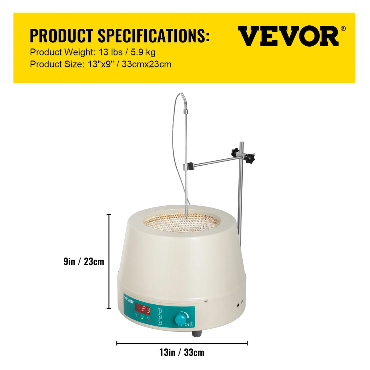 Knob Magnetic Agitador 1/2L 0-1600RPM Liquid Heating Mantle Stirrer Hot Plate Vortrx Mixer Shaker for Chemical Laboratory
