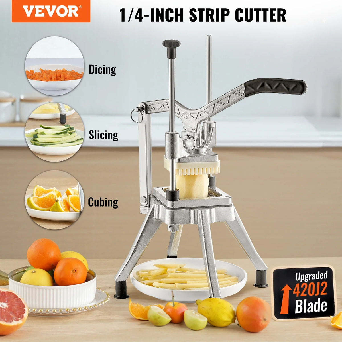 Commercial Vegetable Fruit Chopper 1/4″ 3/8″ 1/2″ Blade Heavy Duty Professional Food Dicer for Tomato Peppers Potato