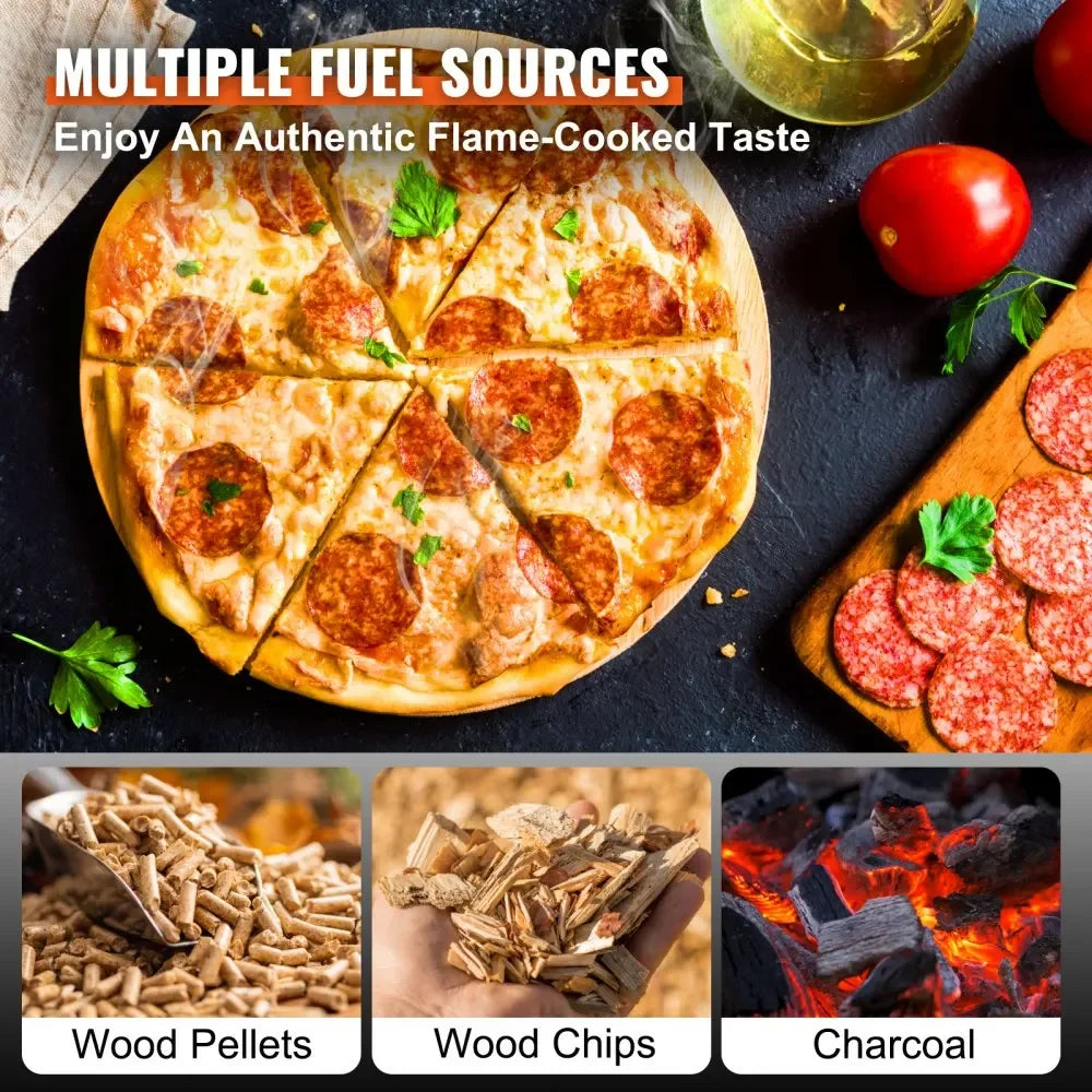 Outdoor Oven 12-inch Pellet and Charcoal Fired Maker Portable Outside Stainless Steel Grill with Pizza Stone