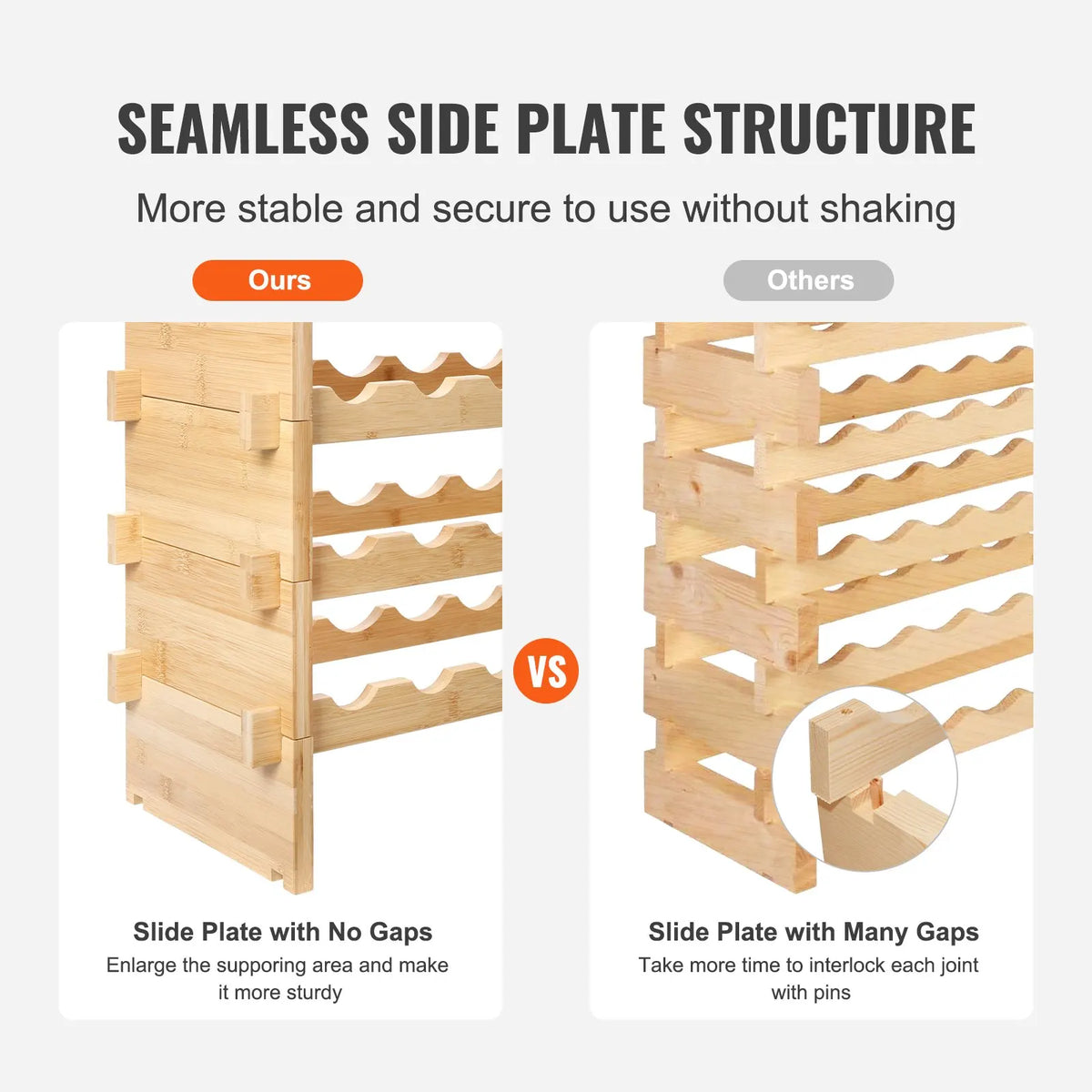 18/36/42/48/72Bottle Stackable Modular Wine Rack Free Standing Wine Storage Rack Bamboo Wine Holder Display Shelves Cellar
