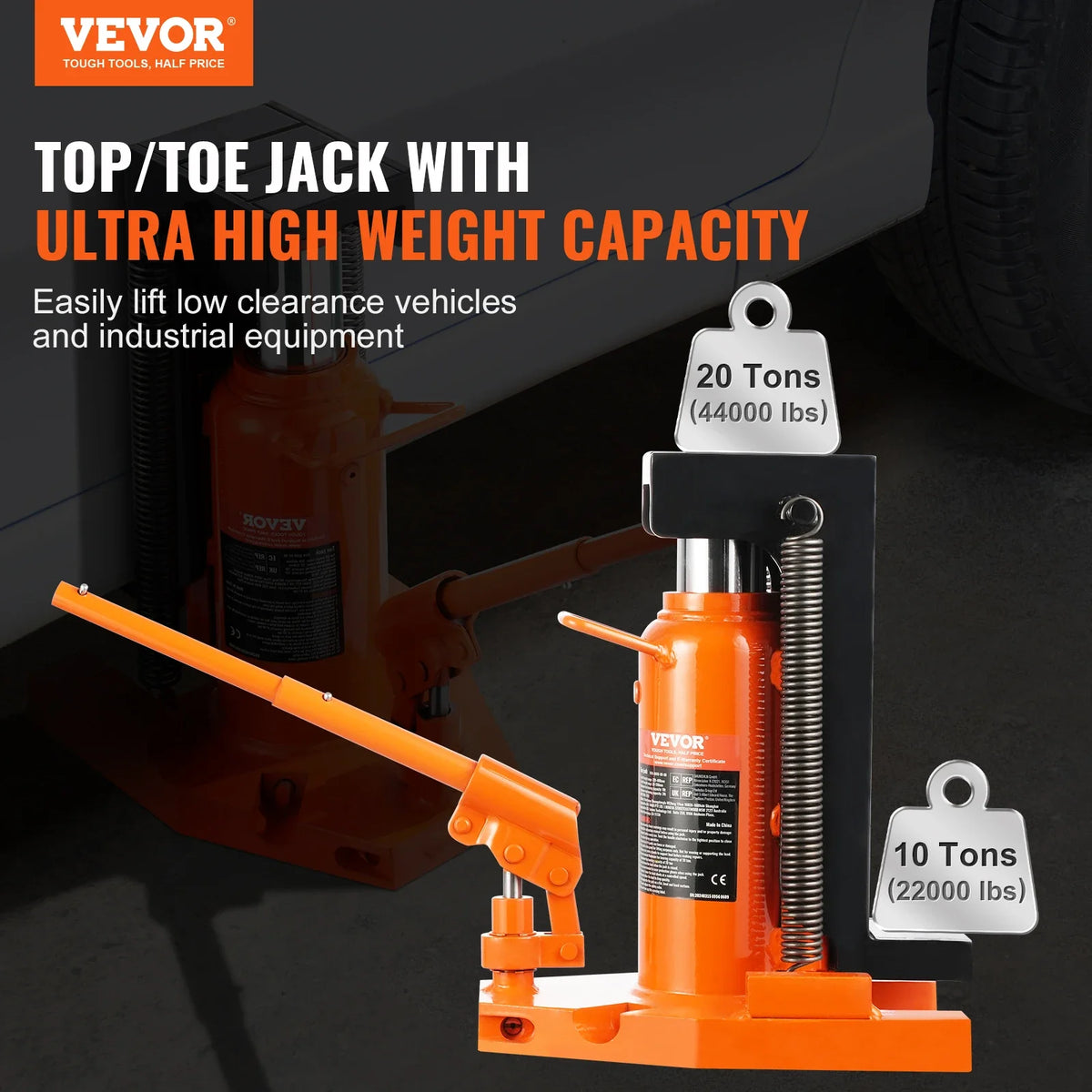 10 Ton On Toe Toe Jack Lift 20 Ton On Top Lift Capacity Machine Jack  Air Hydraulic Claw Jack for Machinery Industry