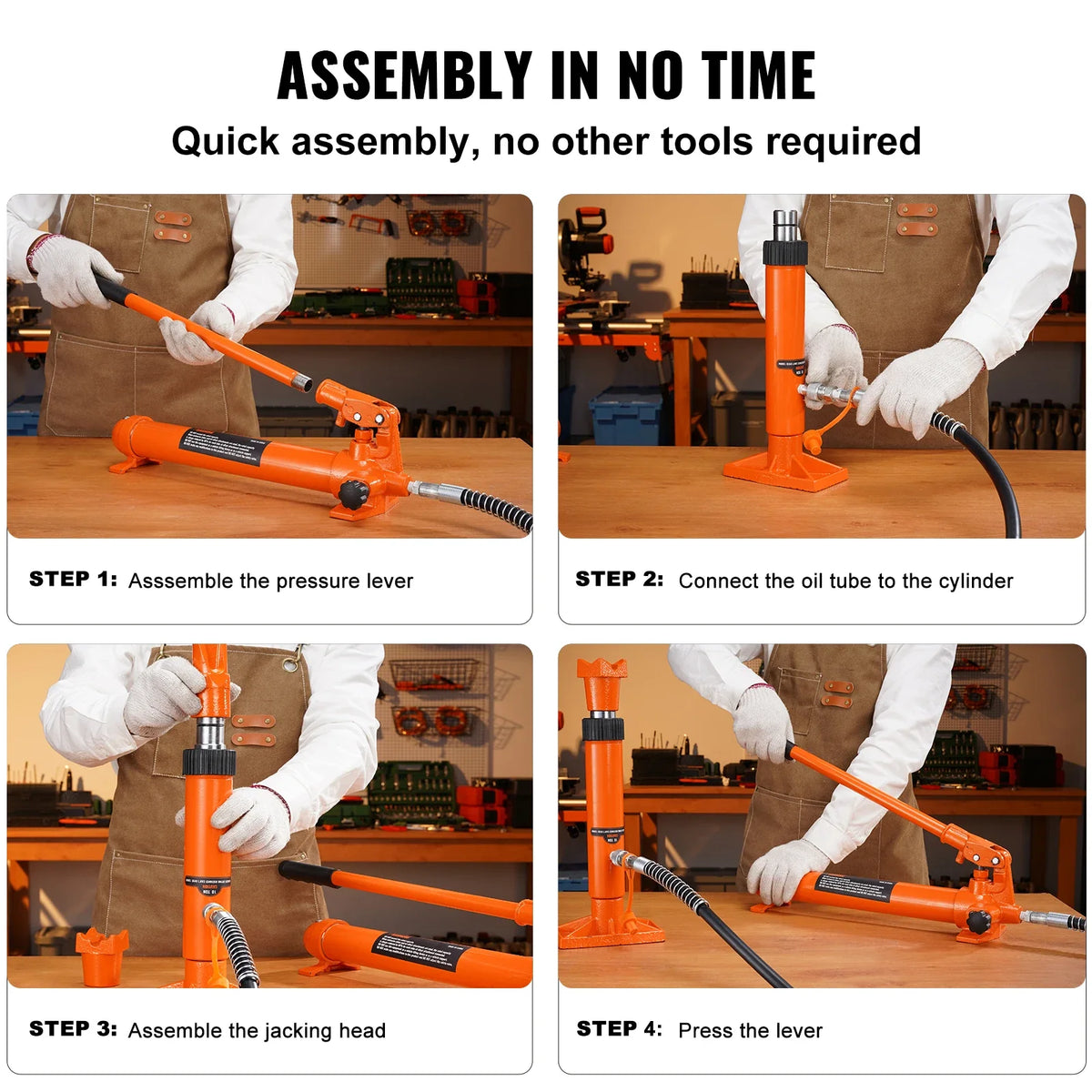 4/10/12/20 Ton Porta Power Kit,  Portable Hydraulic Jack with Storage Case for Automotive, Garage, Farm, Mechanic