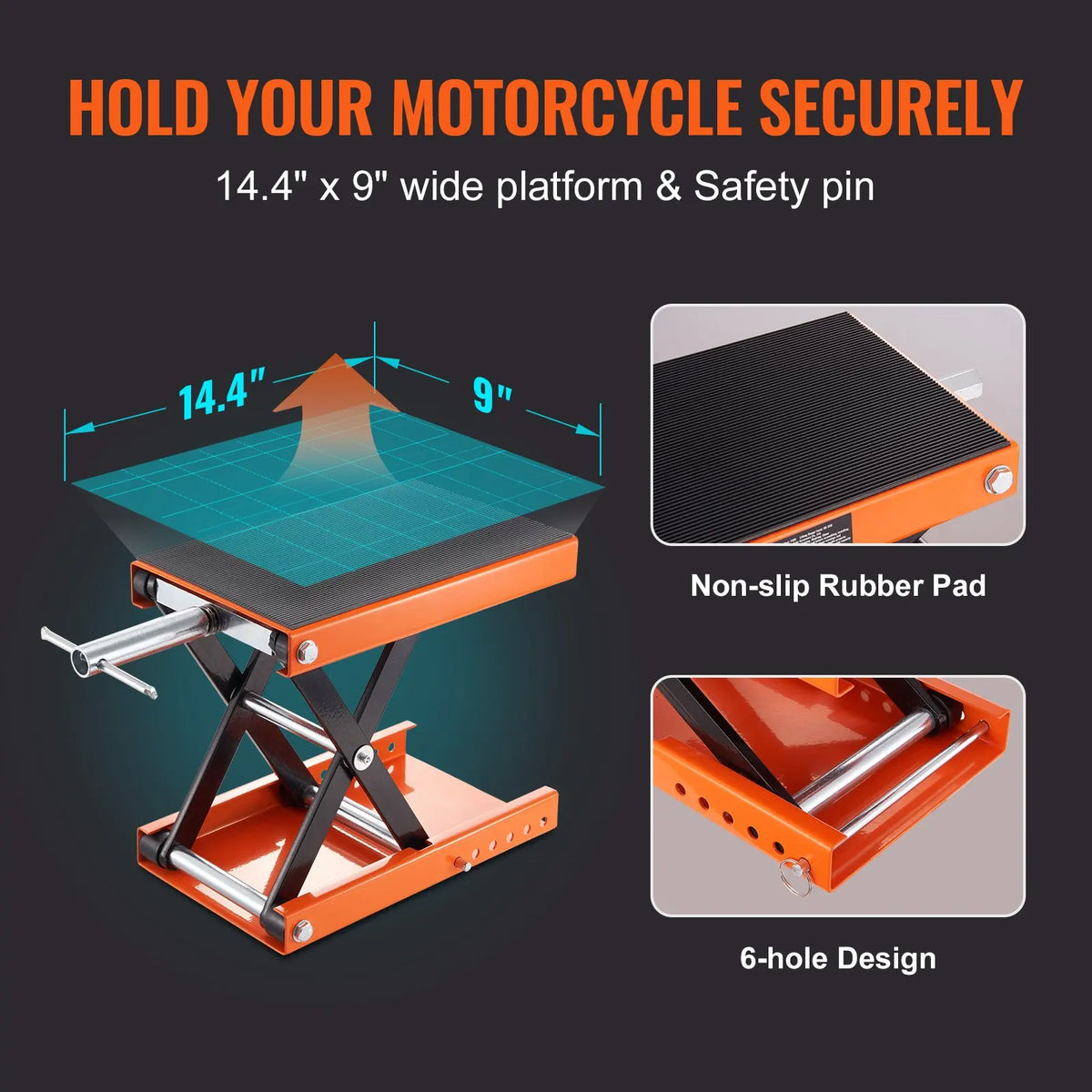 Motorcycle Lift, 1100 LBS Motorcycle Lift ATV Scissor Lift Jack with Dolly & Hand Crank, Center Hoist Crank Stand