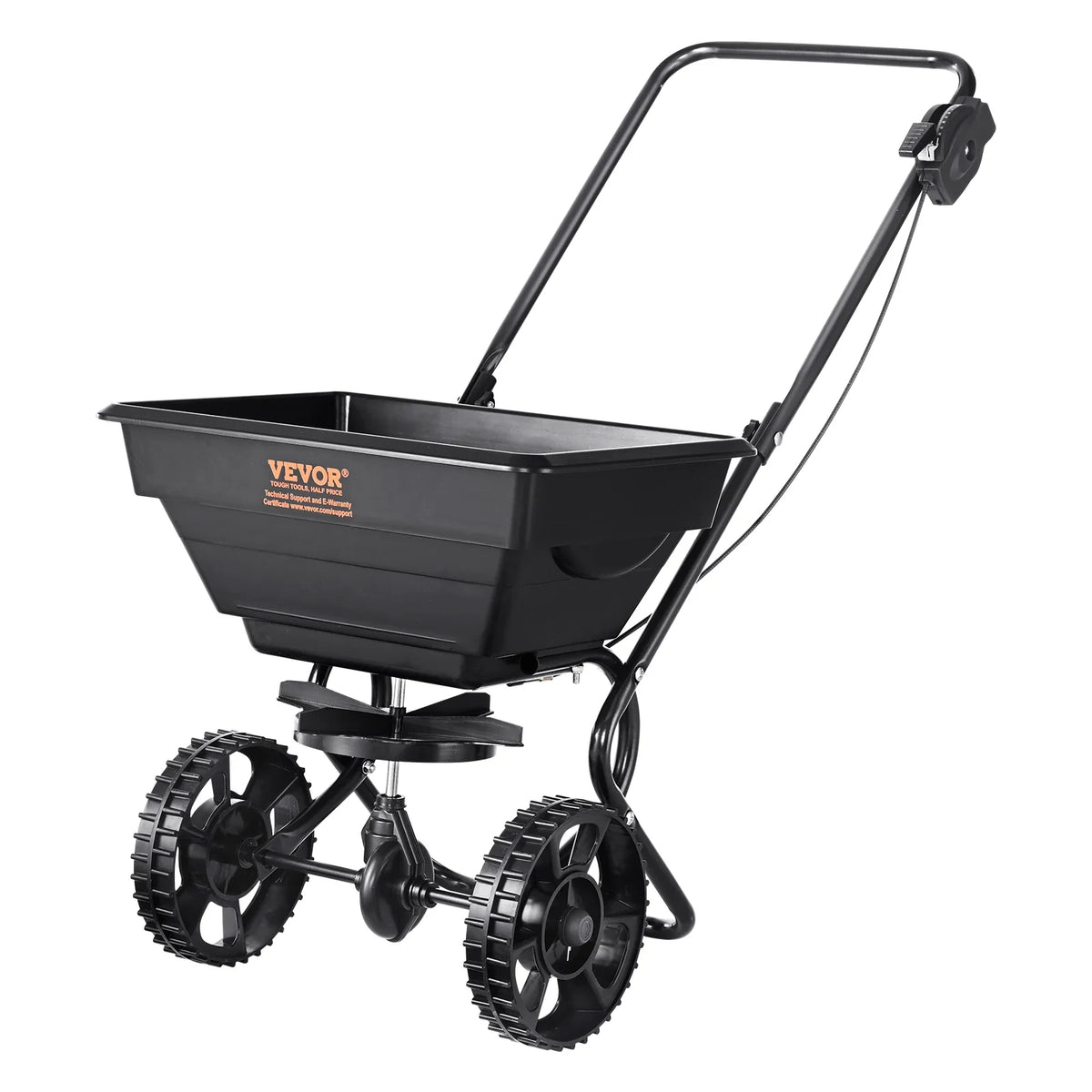 Broadcast Spreader Walk-Behind Turf Push Fertilizer Spreader Garden Seeder Designed for Residential Farm and Tough Terrain