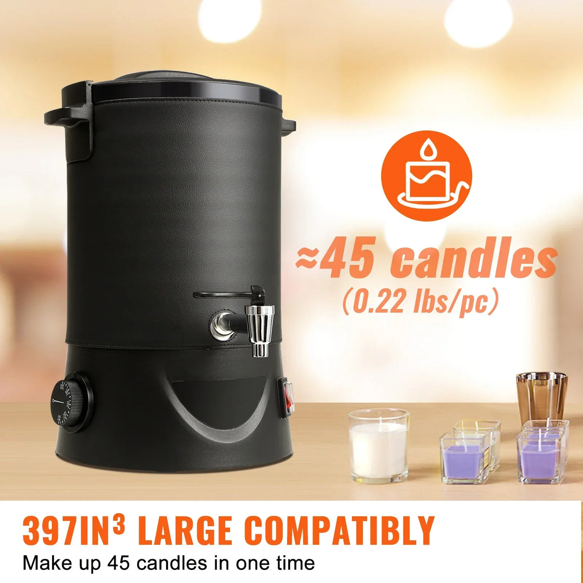 Wax Melter for Candle Making 6.5L 10L Large Electric Wax Melting Pot Easy Pour Spout 9-Level Temperature Control