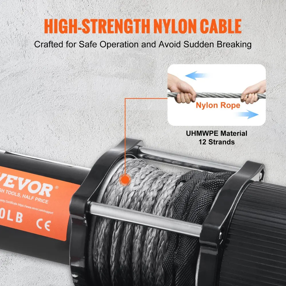 4500lbs Electric Winch ATV UTV Nylon Rope Winch with Wireless or Wired Remote for Towing Jeep Off-Road SUV Truck Car
