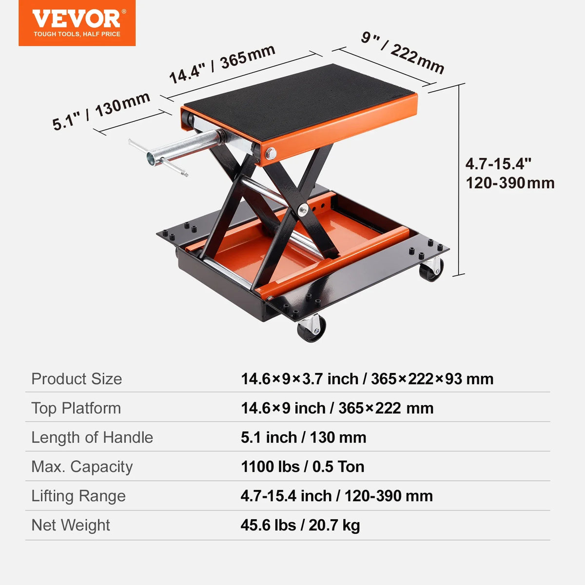 Motorcycle Lift,1100LBS Motorcycle Lift ATV Scissor Lift Jack w/ Dolly & Hand Crank,Center Hoist Crank Stand w/ Wide Deck
