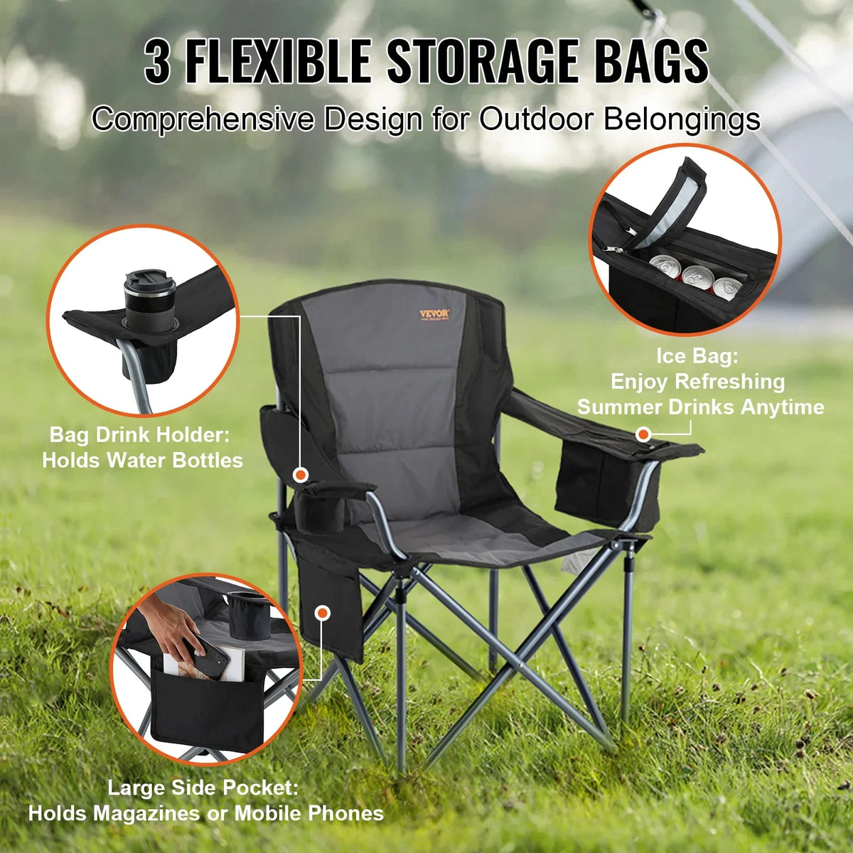 Ultralight Folding Chair 350lbs High Load Outdoor Camping Chair Portable Beach Hiking Picnic Travel Seat Fishing Tool