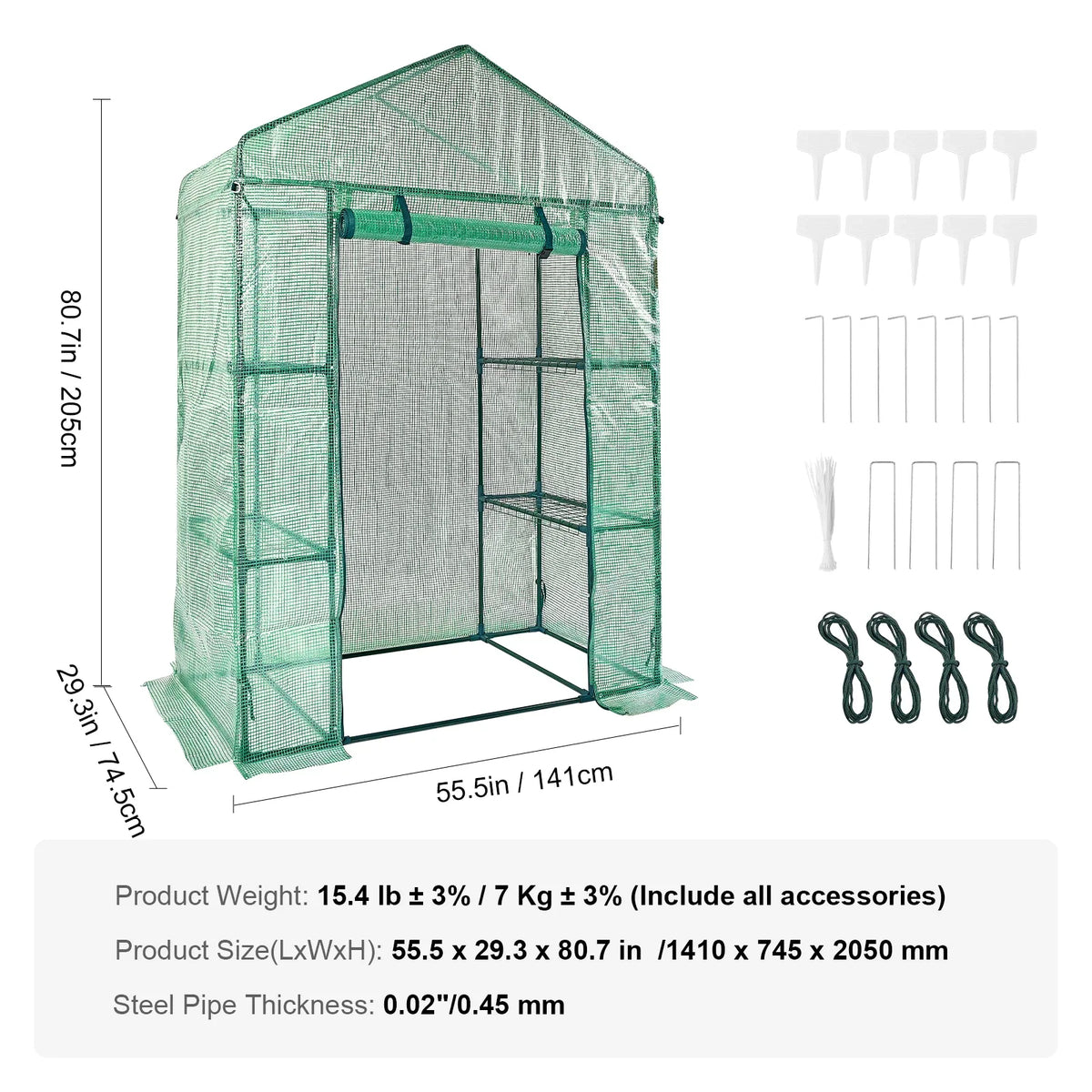 Walk-in Green House Greenhouse with Shelves High Strength PE Cover And Steel Frame Set Up Quickly for Planting and Storage