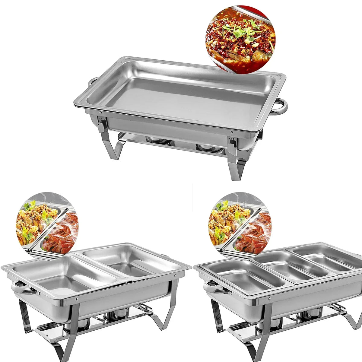 9L/8 Quart Chafing Dishes Buffet Stove Food Warmer Stainless Steel Foldable for Self-Service Restaurant Catering Parties