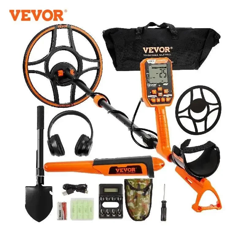 Professional Rechargeable Metal Detector 12" IP68 Waterproof Coil 39-50 in Adjustable with LCD 7Modes for Treasure Hunting