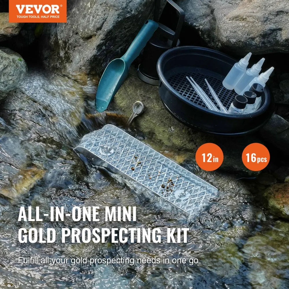 50" 12" Complete Sluice Box Gold Panning Kit Aluminum Alloy Gold Mining Equipment 23/16 PCS Gold Prospecting Kit