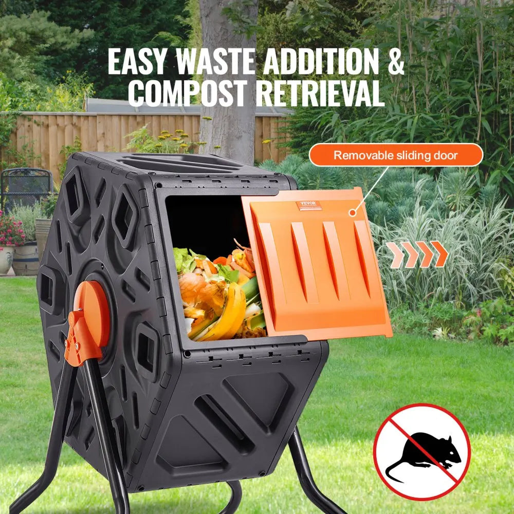 Outdoor Compost Bin 37Gal Dual Chamber Composting Tumbler High Volume BPA Free Composter Bin Tumbler for Garden/Kitchen
