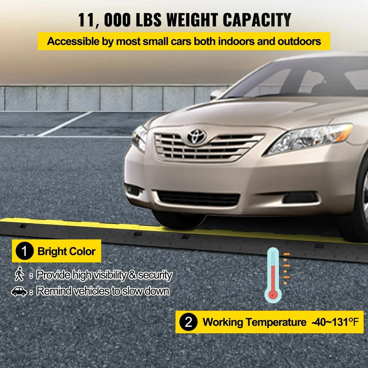 Cable Protector 2 Channels 3 PCS Traffic Ramp Wire Cable Cover Cord Guard Speed Bump For Protecting Wires Getting Damaged