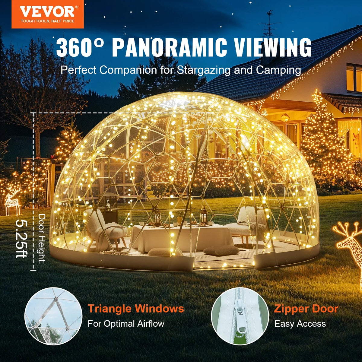 Garden Dome Igloo Tent House 9.5FT Dome Tent Waterproof Garden Igloo Outdoor Dome Camping Shelter for Patio Dining/Party