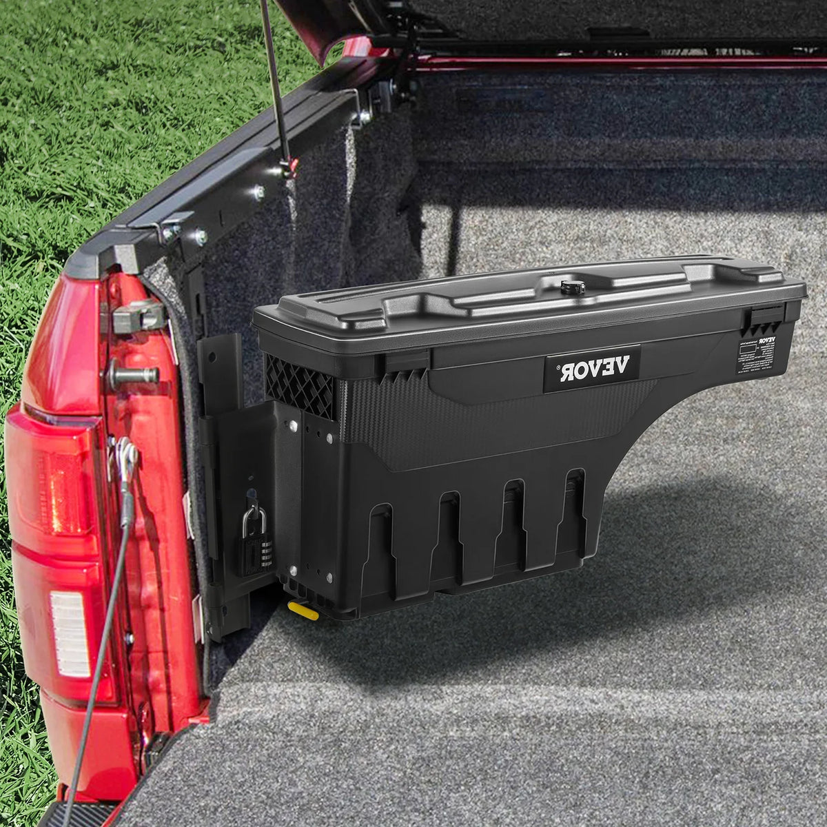Truck Bed Storage Box, 6.6 Gal/25 L ABS Wheel Well Tool Box, Waterproof and Durable, Compatible with Ford F-150 2015-2021