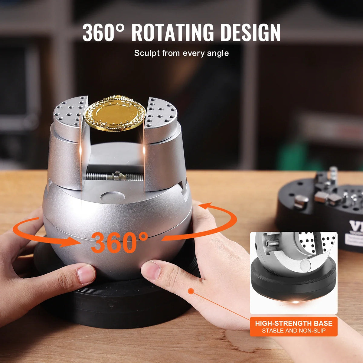 Ball Vise 5" Engraving Setting Tool 360° Rotation Engraving Block Vise W/69PCS Attachment Block Tools for Gemstone Inlay